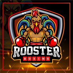 Rooster boxing mascot. esport logo design