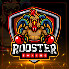 Rooster boxing mascot. esport logo design © REYYARTS