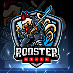 Rooster ninja mascot. esport logo design © REYYARTS