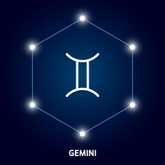 Astrological zodiac Gemini. 12 zodiac symbol. Astronomy occult symbol with zodiac sign.