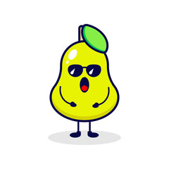 Cute pear cool character illustration