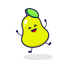 Cute pear happy character illustration
