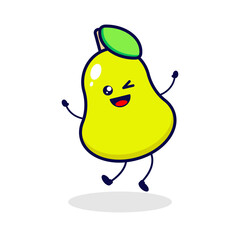 Cute pear jump character illustration