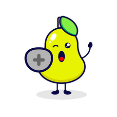 Cute pear protect character illustration