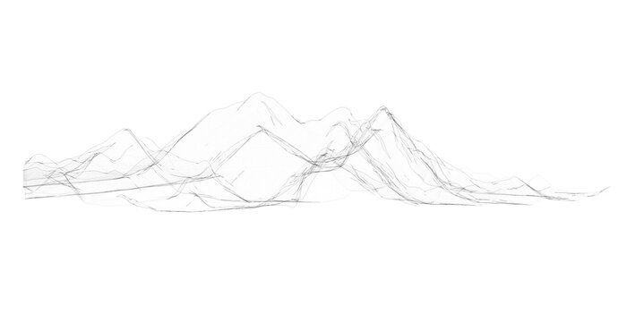 Mt. Everest Mountain wireframe 3d model render - accurate model made from terrain data