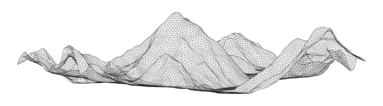 K2 Mountain Wireframe 3d Model Render - Accurate Model Made From Terrain Data