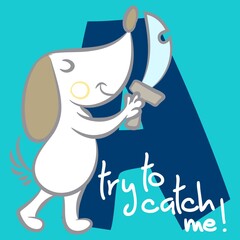 Illustration vector cute puppy with text and background for fashion design