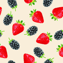 Berries  seamless bright pattern. 