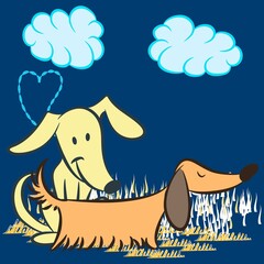 Illustration vector cute puppy with background for fashion design