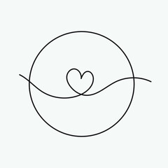 Heart line round circle logo vector