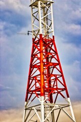 Fototapeta na wymiar Red-and-white tower