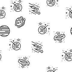 Galaxy System Space Vector Seamless Pattern Thin Line Illustration