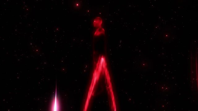 Red Flying SpaceMan Abstract VJ Loop Motion Graphic Background