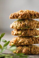 oatmeal cookies on a gray background