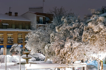 Nevando en Pinto. Madrid. España. Europa.