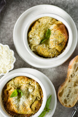 baked omelet with cheese and basil