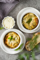 baked omelet with cheese and basil