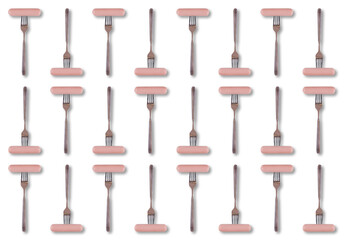 sausage on a fork collage background texture