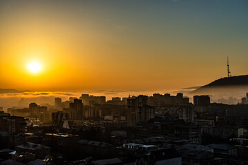 Dramatic sunrise in Tbilisi