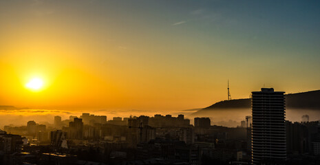 Dramatic sunrise in Tbilisi