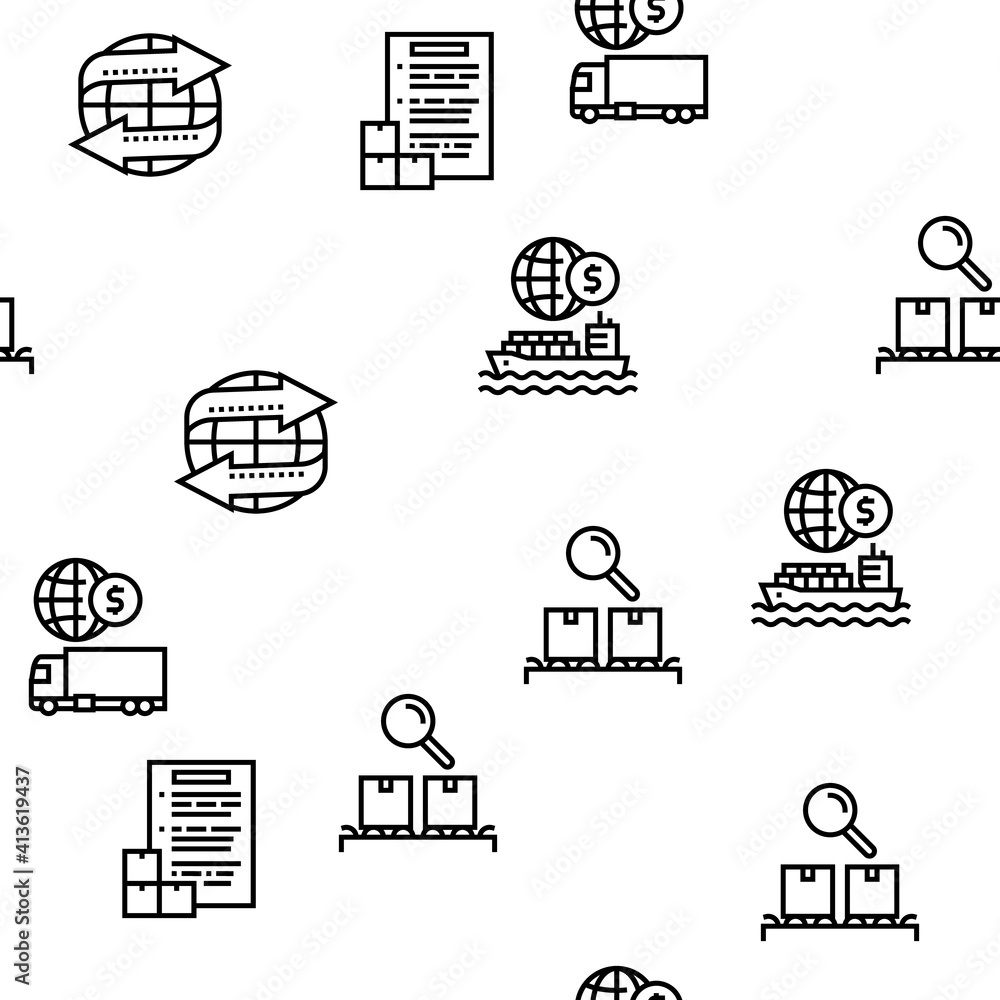Poster export import logistic vector seamless pattern thin line illustration