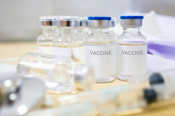 Vaccine and syringe injection. It use for prevention, immunization and treatment from corona virus infection.