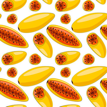 Seamless vector pattern with exotic fruit curuba