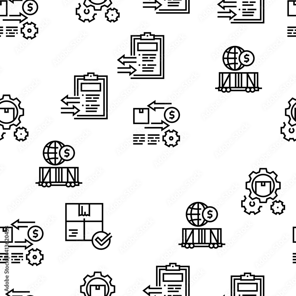 Poster export import logistic vector seamless pattern thin line illustration