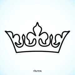 Golden Crown, line Vector Illustration