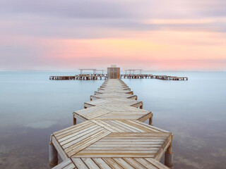Wiew of Mar Menor lagoon, from Los Alcazares, Murcia, Spain at dawn