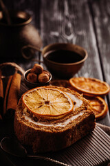 Sweet delicious cake. Freshly made delicious cake.