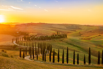sunset in region tuscany italy Europe 