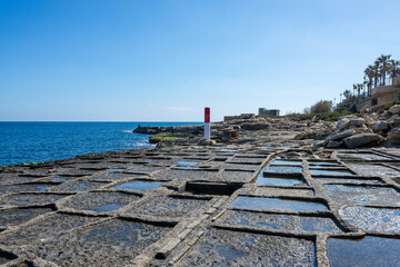 Fototapeta premium View of the Roman salt flats in Malta