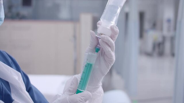 Filling a syringe in a hospital