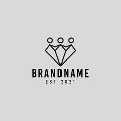 diamond icon and people icon logo design illustration