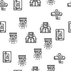 Home Security Device Vector Seamless Pattern Thin Line Illustration