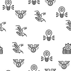 Investment Portfolio Vector Seamless Pattern Thin Line Illustration