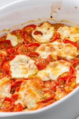 hot salad of tomatoes and mozzarella