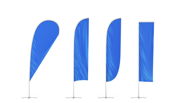 Set of blank flag banners