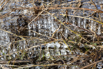 wundervolle winterliche Eisfiguren am Ahrufer