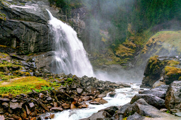 Magnificent powerful waterfall - Krimml Waterfalls near