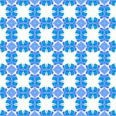 Fototapeta premium Green geometric chevron watercolor border. Blue