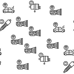 Car Service Garage Vector Seamless Pattern Thin Line Illustration