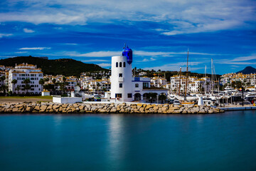 Manilva lighthouse in long exposure
