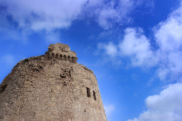 Torre Mozza Watchtower in Apulia, Italy.The tower was built by order of King Charles V in the 16th century. It was used for the defense of Salento's coasts against the Saracens' invasions.