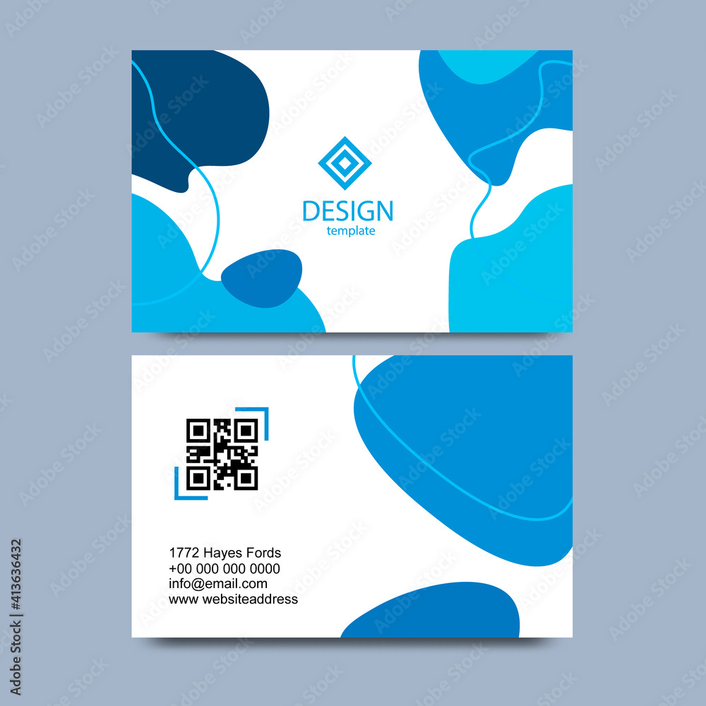 Wall mural modern blue abstract template with blue business forms. with qr code