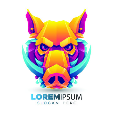 Premium Colorful Boar Logo Template