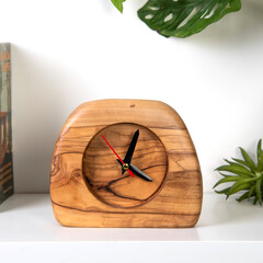 handmade decorative wooden table clock