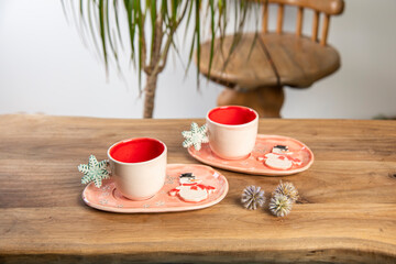 colorful handmade porcelain turkish coffee cups