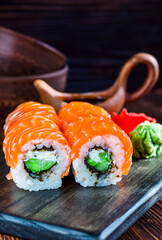 salmon sushi rolls